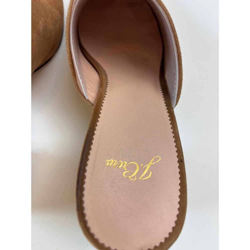 J. Crew Suede Block Heel Mules Tan Women Size 10 Pointed Toe Slip On Shoes - Picture 5 of 9